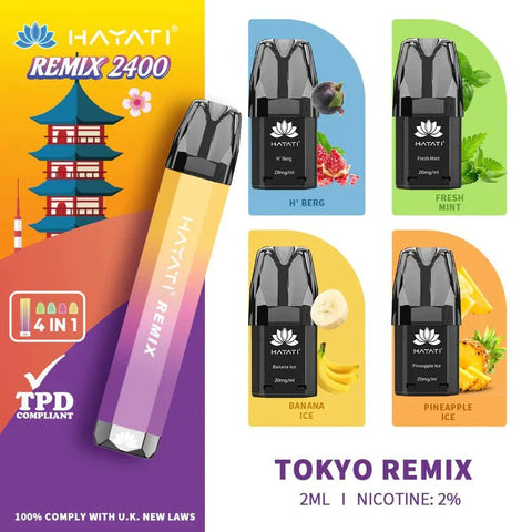 Hayati Remix 2400 Puffs 4 in 1 Disposable Vape Pod Kit - Vaperdeals